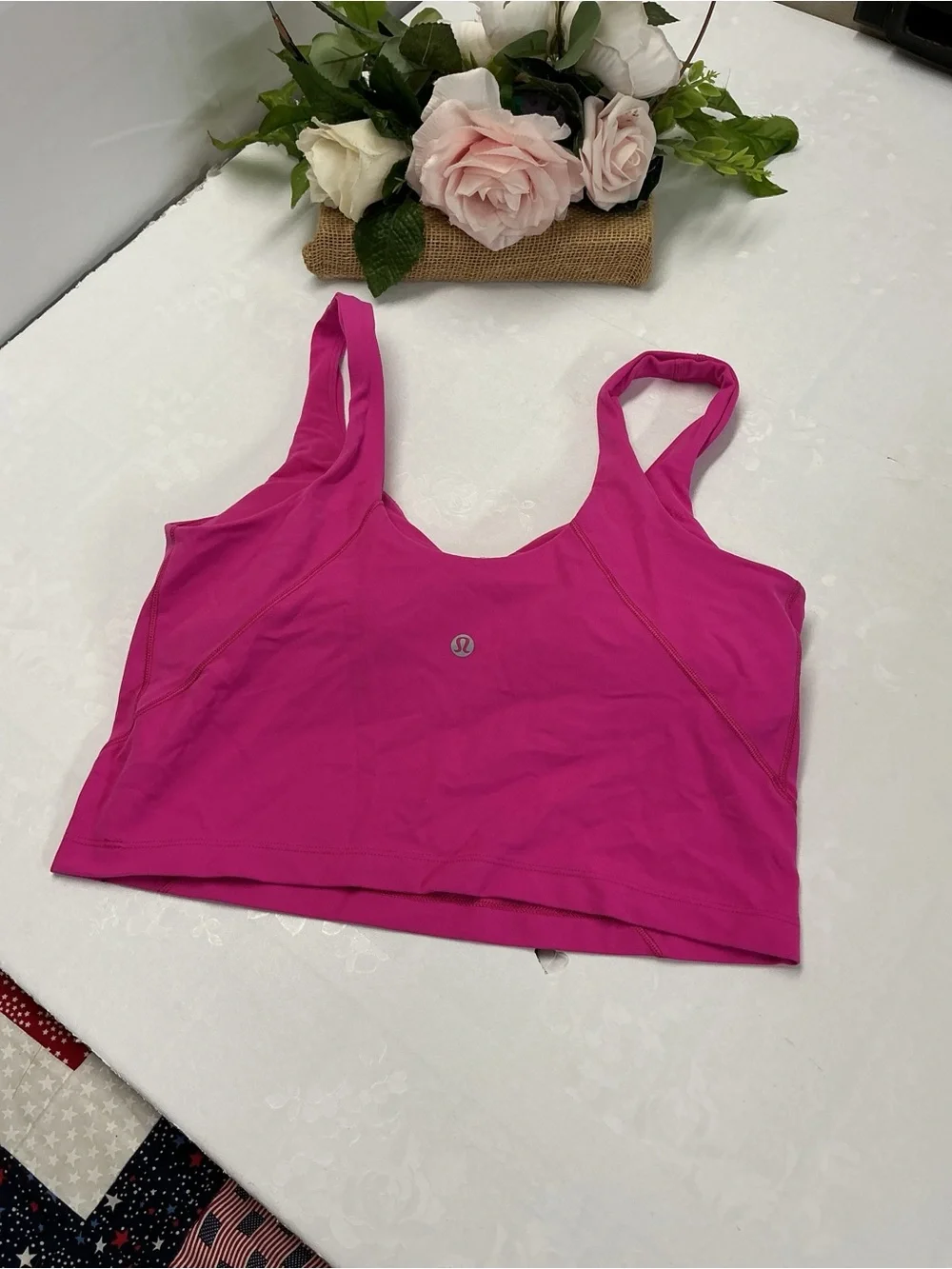 Women’s V-Neck Crop Tank Top - Bright Pink